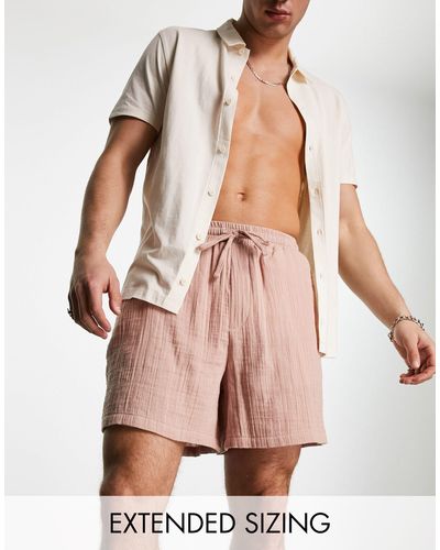 ASOS Wide Textured Shorts - Pink