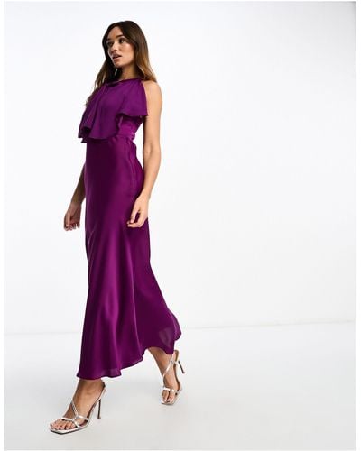 Mango Sleeve Detail Maxi Dress - Purple