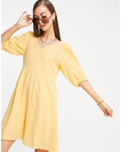 Vero Moda Mini Smock Dress With Cross Back - Yellow