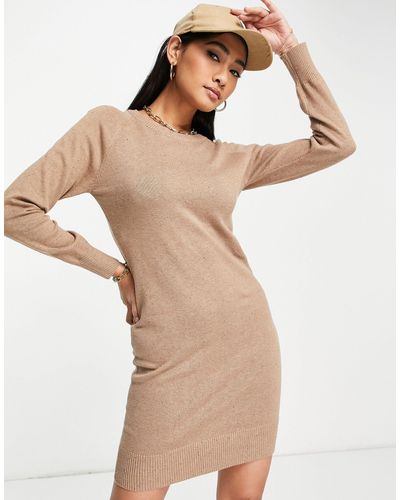 French Connection Crew Neck Knitted Dress - Natural