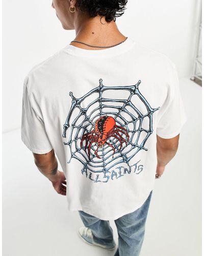 AllSaints Spinner - T-shirt Met Grafische Opdruk - Grijs