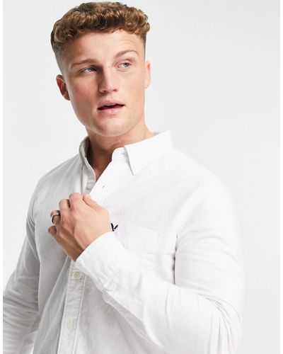 American Eagle Icon Logo Slim Fit Oxford Shirt Button Down - White