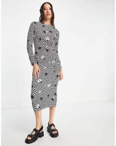 ONLY Side Ruched Midi Dress - Multicolour