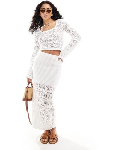 Hollister Crochet Midaxi Skirt - White