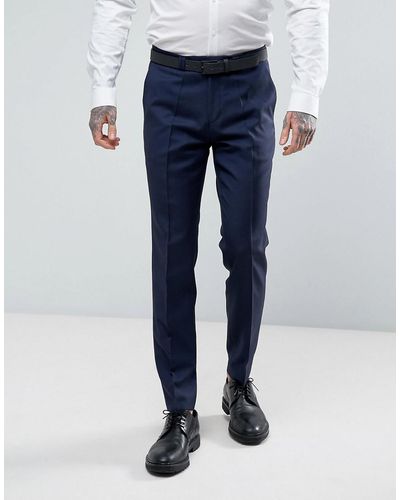HUGO By Boss Hesten Extra Slim Fit Wool Twill Suit Pants - Blue