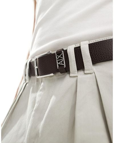 Armani Exchange Metal Logo Leather Belt - Brown