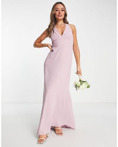 TFNC London Bridesmaid Halter Maxi Dress - Pink