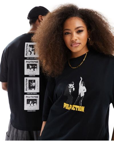 ASOS T-shirt oversize unisexe à imprimés pulp fiction sous licence - Noir