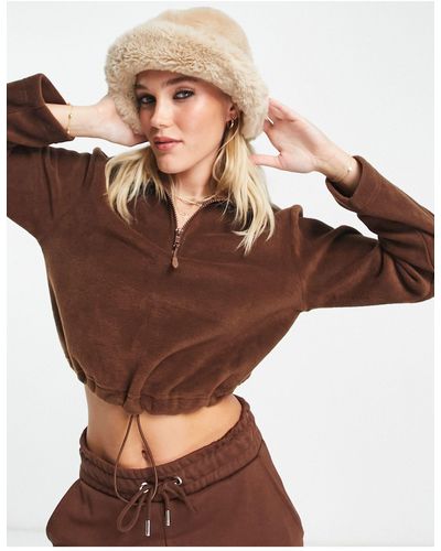 Monki High Neck Fleece - Brown