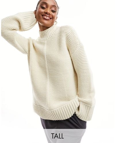 Vero Moda Premium Oversized Longline Sweater With Seam Detail - White