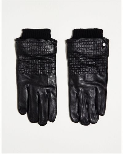 River Island Woven Leather Gloves - Black