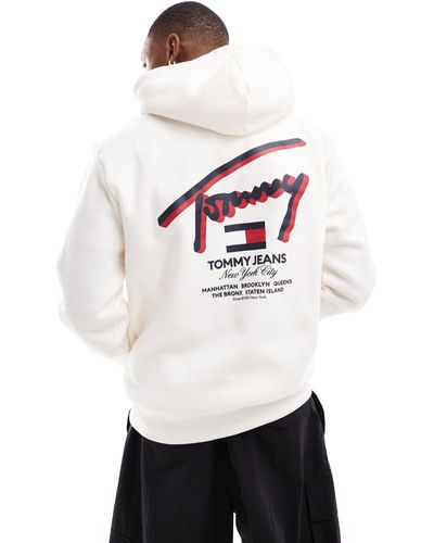 Tommy Hilfiger Regular Signature Logo Hoodie - White