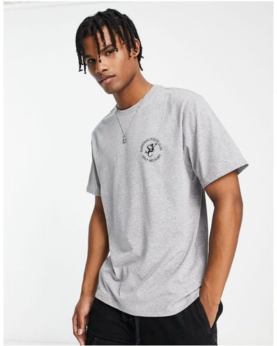 Only & Sons Overszied T-shirt With Embroidery Chest Logo - Gray