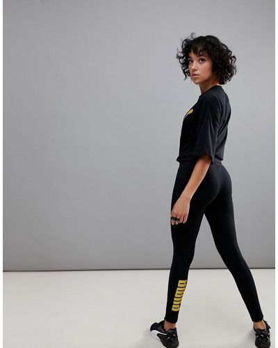 PUMA Leggings With Gold Logo - Black