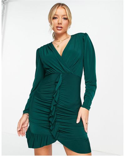 Trendyol Ruffle Front Mini Dress - Green