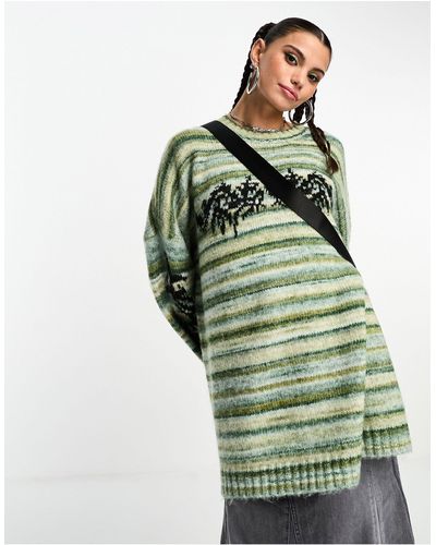The Ragged Priest Unisex Oversized Knit Jumper - Green