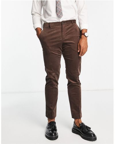 SELECTED Slim Fit Suit Pants - Brown