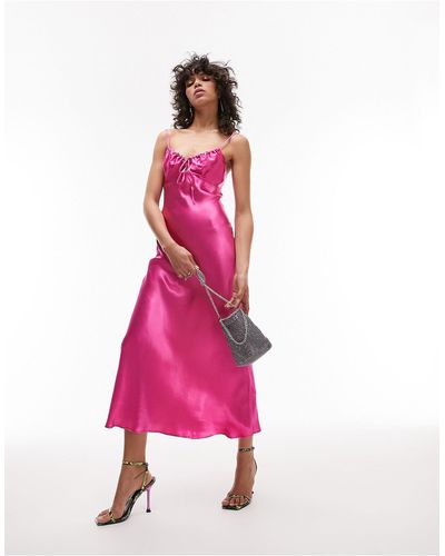 TOPSHOP Cami Midi Slip Dress - Pink