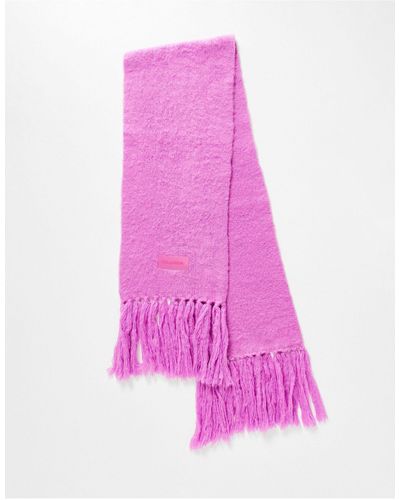 Collusion Unisex Fluffy Knit Logo Scarf - Pink