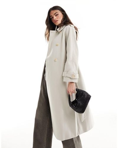 River Island Belted Longline Trench Coat - White