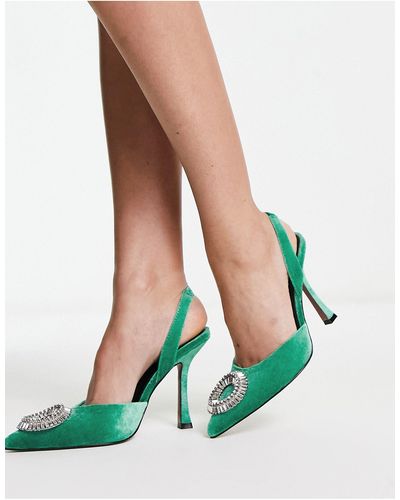 ASOS Patron - scarpe decorate con tacco alto e cinturino posteriore verdi - Blu