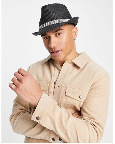 French Connection Straw Trilby Hat - Natural