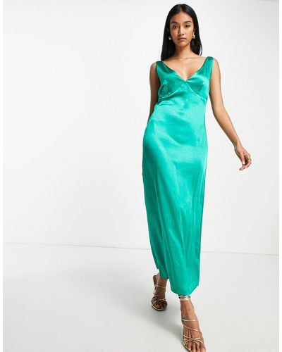 Pretty Lavish Backless Satin Midaxi Dress - Green