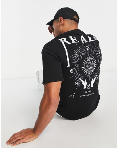 SELECTED Oversized T-shirt With Realm Back Print - Black