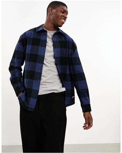 Dr. Denim Frank Relaxed Fit Long Sleeve Flannel Shirt - Blue