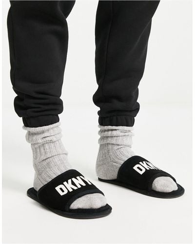 DKNY Logo Slider Slippers - Black