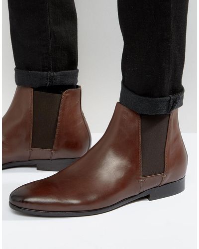 H by Hudson Adler Leather Chelsea Boots - Brown