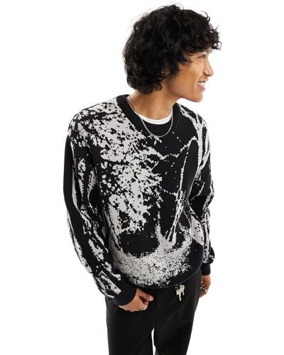 Weekday Fabian Sweater With Graphic Jacquard - Black