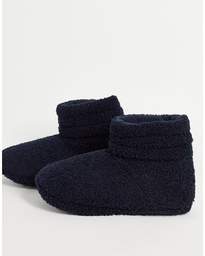 Loungeable Borg Boot Slippers - Blue