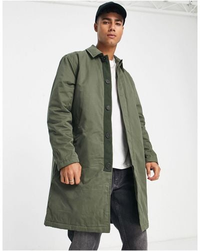 Only & Sons Quilted Lined Overcoat - Green