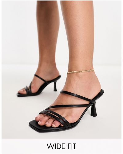 ASOS Hartley Strappy Mid Sandal Heeled Mules - White