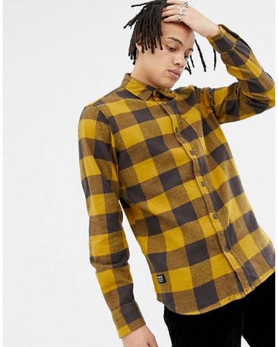 Pull&Bear Flannel Shirt In Mustard Check - Yellow
