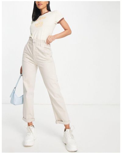 Pull&Bear Paperbag High Waisted Pants - Multicolour