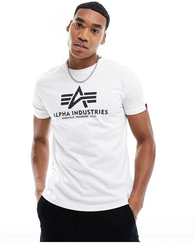 Alpha Industries T-shirt bianca con logo sul petto - Bianco