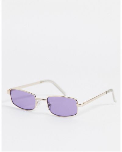 ASOS Occhiali da sole rettangolari color con lenti viola - Metallizzato