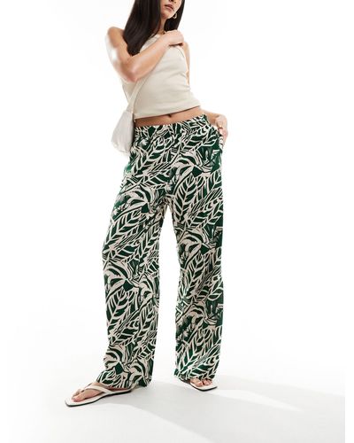 Jdy Pantalon ample à enfiler à imprimé tropical - Vert