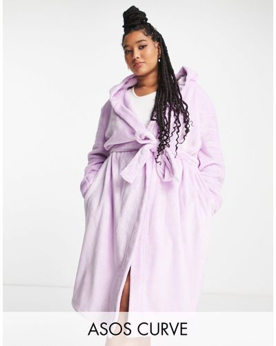 ASOS Asos design curve - peignoir mi-long très doux en polaire - lilas vif - Violet