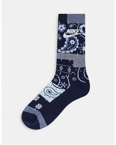 Nike Paisley Print Crew Sock - Blue