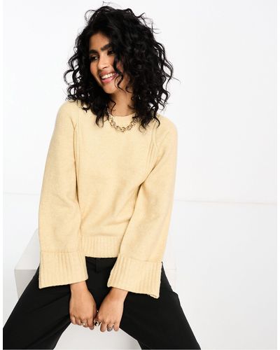 Y.A.S Wide Sleeved Turn Up Cuff Sweater - Natural