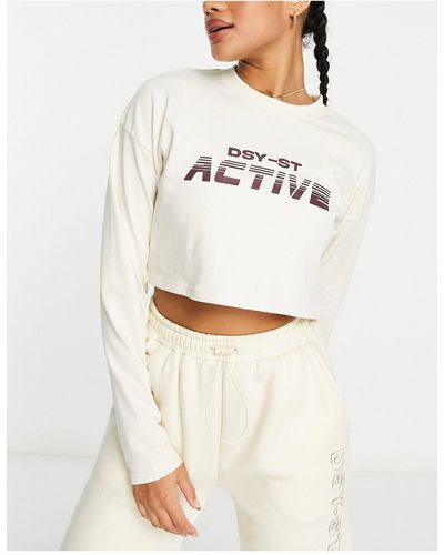 Daisy Street Active - swirly - crop top à manches longues - neutre - Blanc
