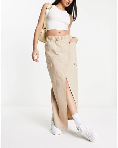 Miss Selfridge Cargo Pocket Maxi Skirt - White