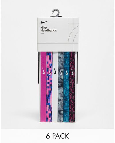 Nike Confezione da 6 fasce per capelli con stampa geometrica - Bianco