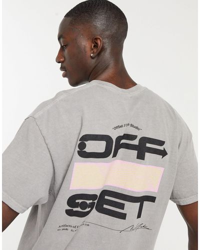 New Look Oversized T-shirt With Off Set Back Print - Grey