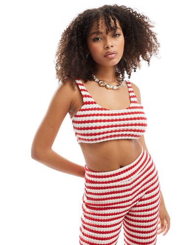ASOS Co-ord Crochet Texture Stripe Cami Top - Red