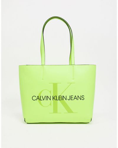 Calvin Klein Jeans Tote Bag With Large Logo - Yellow
