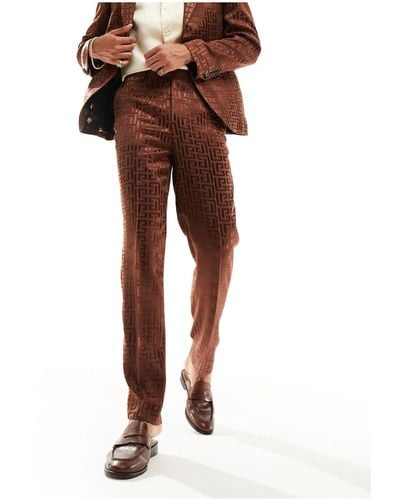 Twisted Tailor Hurston Jacquard Suit Trousers - Brown